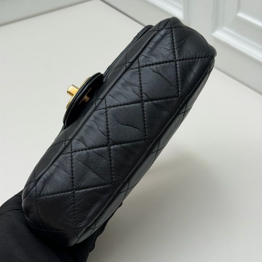 香奈兒/Chanel 黑金牛皮珍珠CF大mini 鏈條包-7