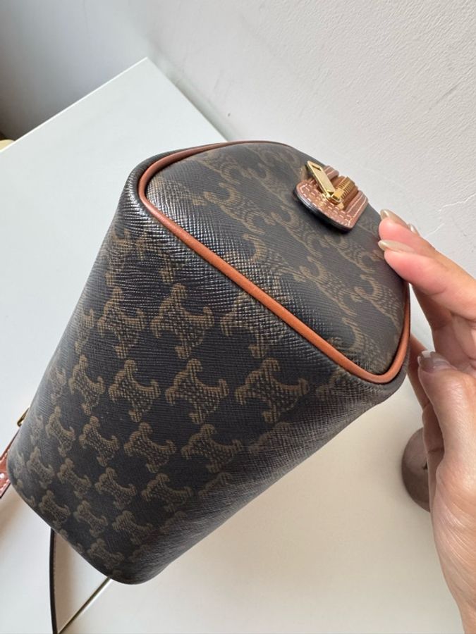 Celine 2022舊款 波士頓包 棕老花-12