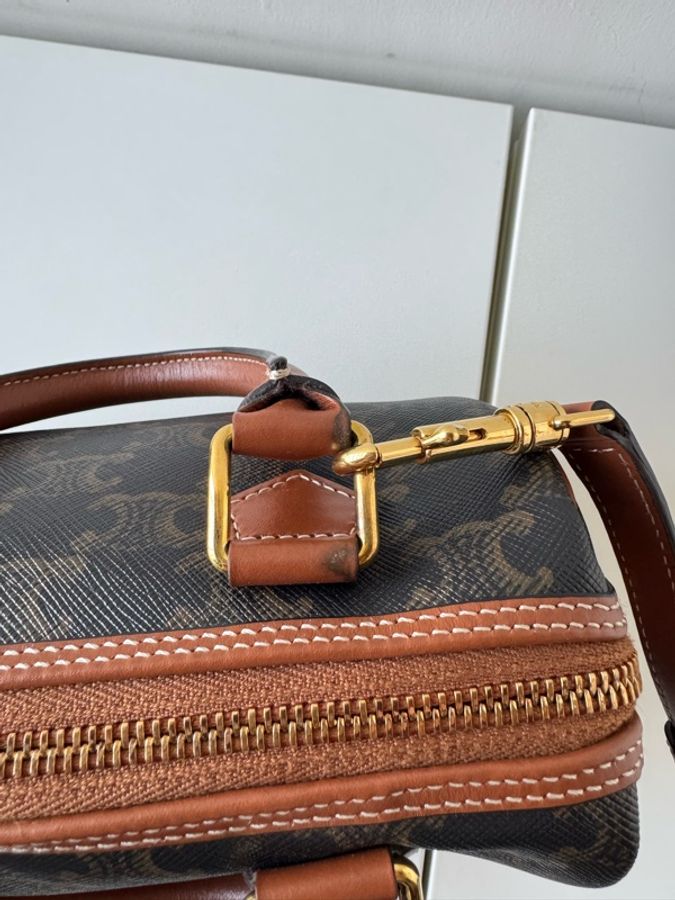 Celine 2022舊款 波士頓包 棕老花-19