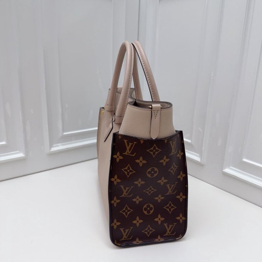 芯片款 路易威登/Louis Vuitton On My Side 老花拼牛皮托特包-2