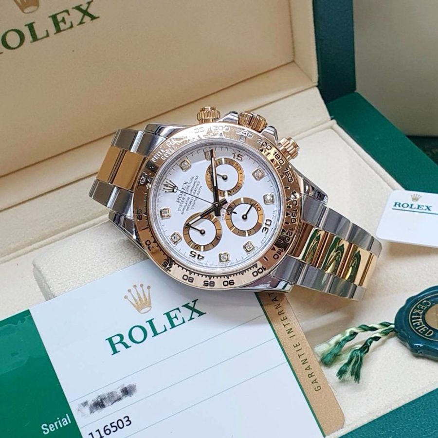 【大眾名錶】ROLEX 勞力士116503 Daytona 2016/11全配件 市場罕見半金迪通拿 白色8鑽面盤 大眾名錶B1480-1