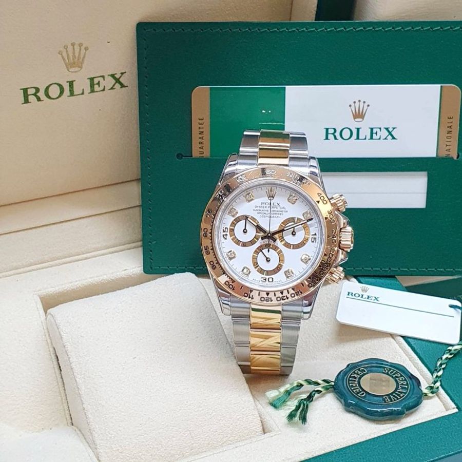 【大眾名錶】ROLEX 勞力士116503 Daytona 2016/11全配件 市場罕見半金迪通拿 白色8鑽面盤 大眾名錶B1480-2