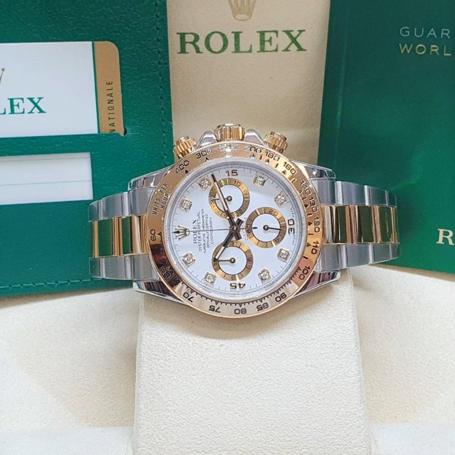 【大眾名錶】ROLEX 勞力士116503 Daytona 2016/11全配件 市場罕見半金迪通拿 白色8鑽面盤 大眾名錶B1480-3