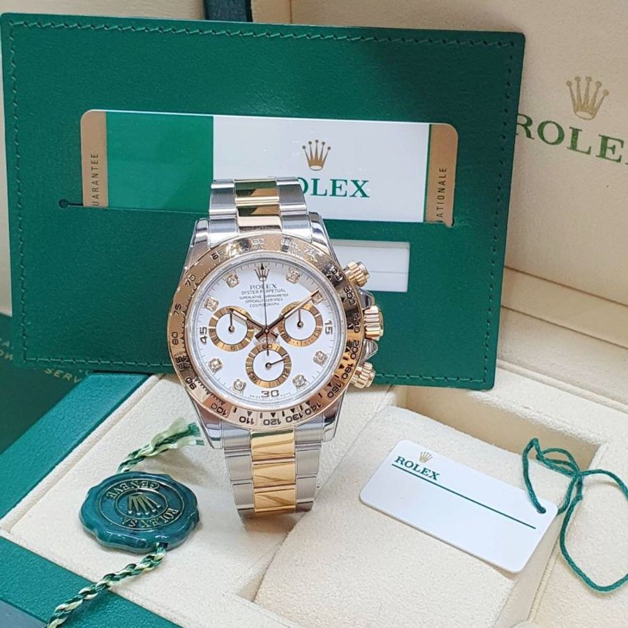 【大眾名錶】ROLEX 勞力士116503 Daytona 2016/11全配件 市場罕見半金迪通拿 白色8鑽面盤 大眾名錶B1480-4