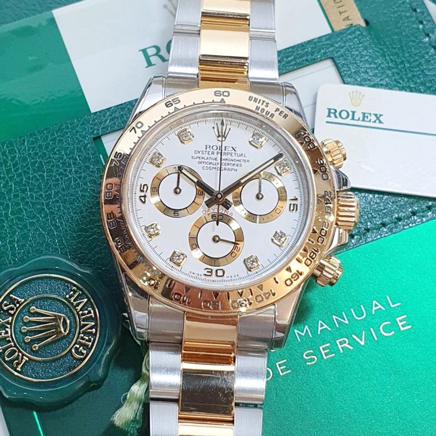【大眾名錶】ROLEX 勞力士116503 Daytona 2016/11全配件 市場罕見半金迪通拿 白色8鑽面盤 大眾名錶B1480-8