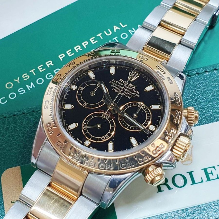 【大眾名錶】ROLEX 勞力士116503 Daytona 2018/02 半金迪通拿 黑色面盤 三眼 大眾名錶G369-8