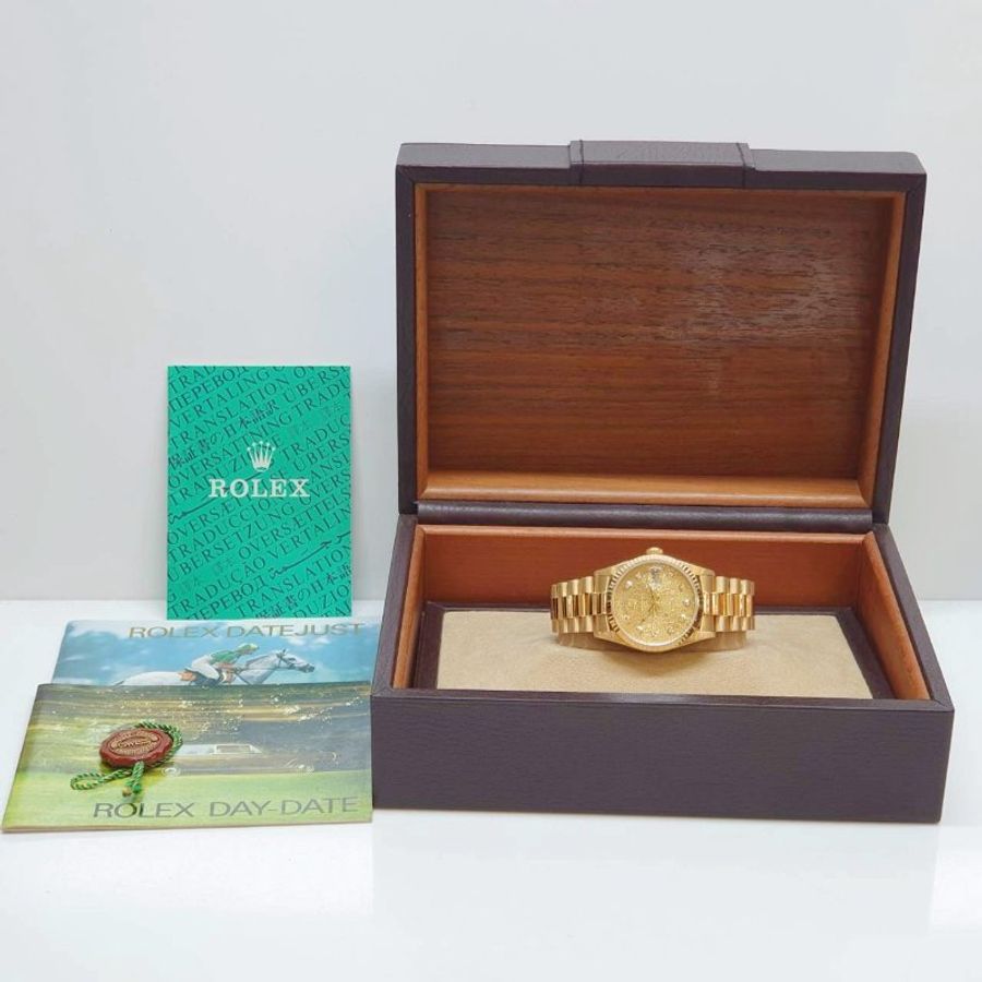 【大眾名錶】ROLEX 勞力士 18238 Day-Date 18K蠔式 新包台 金色十鑽紀念面盤 大眾名錶G370-9