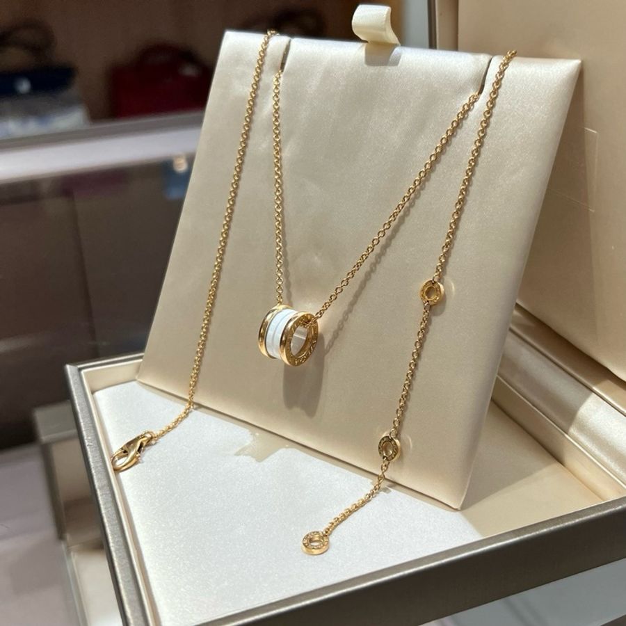 Bvlgari宝格丽18k玫瑰金白陶瓷项链-3