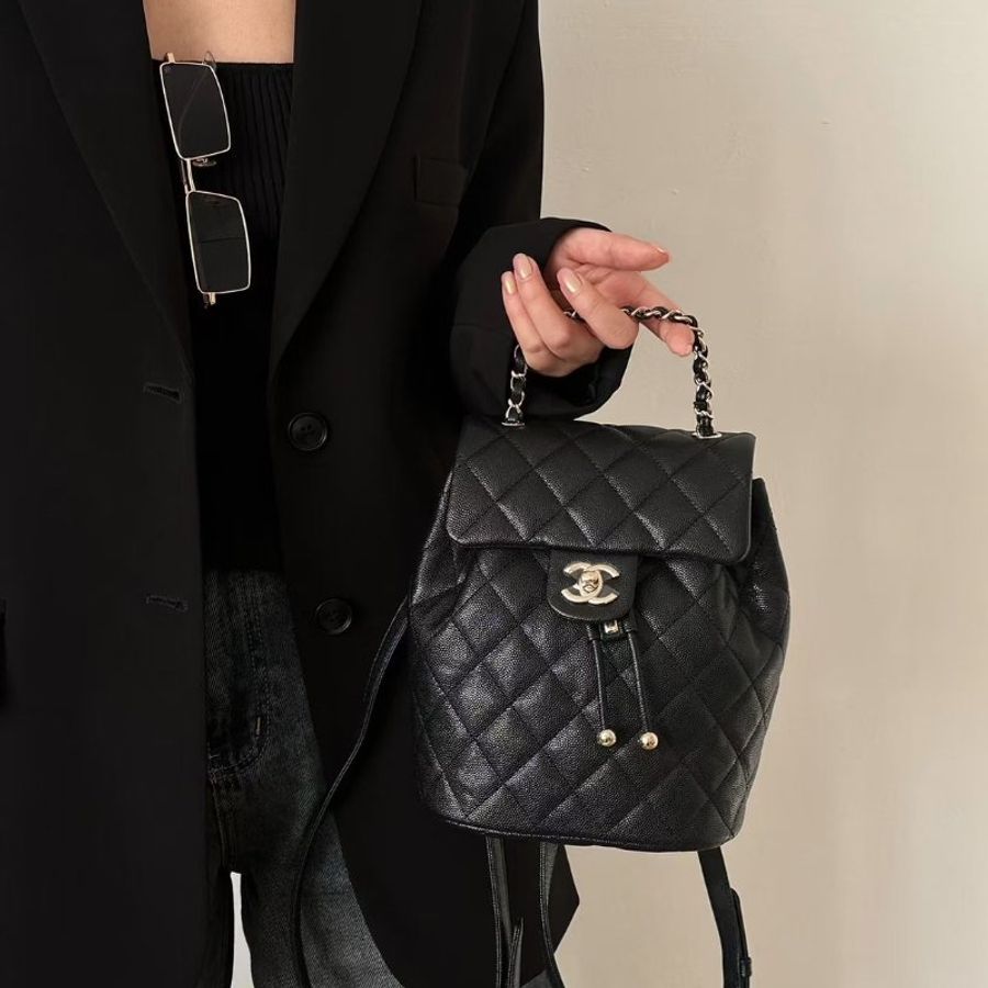 CHANEL 薩爾茨堡雙肩包 - 小號黑金-10