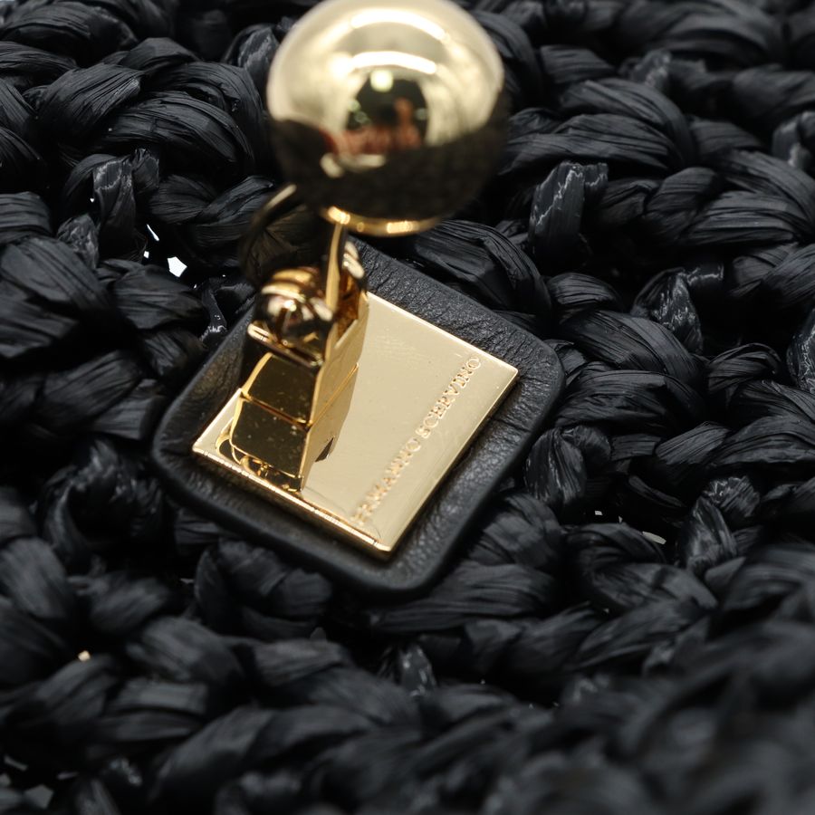 Ermanno Scervino 義大利高奢 黑色手工感編織包 復古 金屬雙鏈條 翻蓋 肩背包 腋下包-7