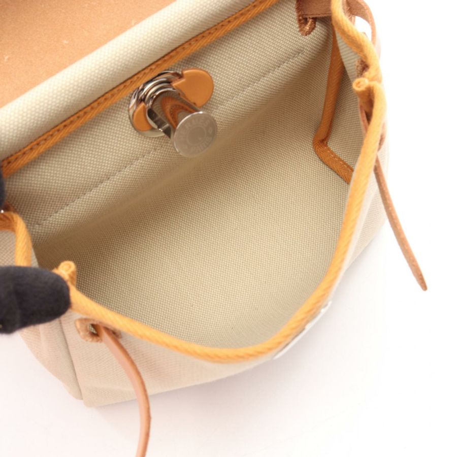 愛馬仕 Herbag Zip 迷你肩斜背包,帆布皮革,Beton 棕色,二手 K-2