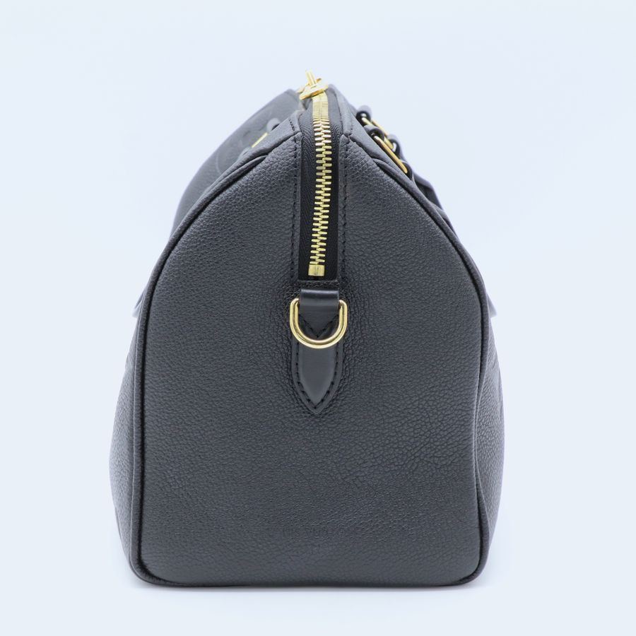 Louis Vuitton 路易威登 經典 Speedy 25 黑色 Empreinte 壓花小牛皮 雙手柄兩用波士頓包 枕頭包 (附皮革長肩帶)-4