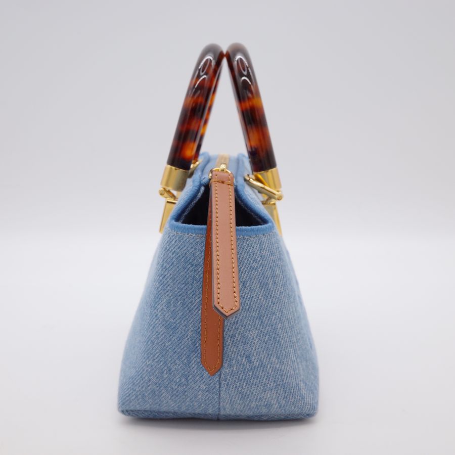 (近新閒置♥️未使用)Fendi 芬迪 丹寧牛仔 Nano 亞克力玳瑁色手柄 手提包 斜挎包-2