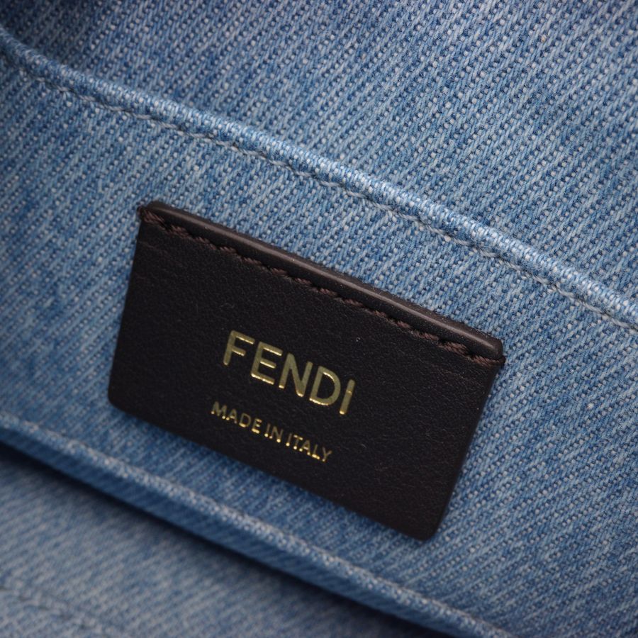 (近新閒置♥️未使用)Fendi 芬迪 丹寧牛仔 Nano 亞克力玳瑁色手柄 手提包 斜挎包-8