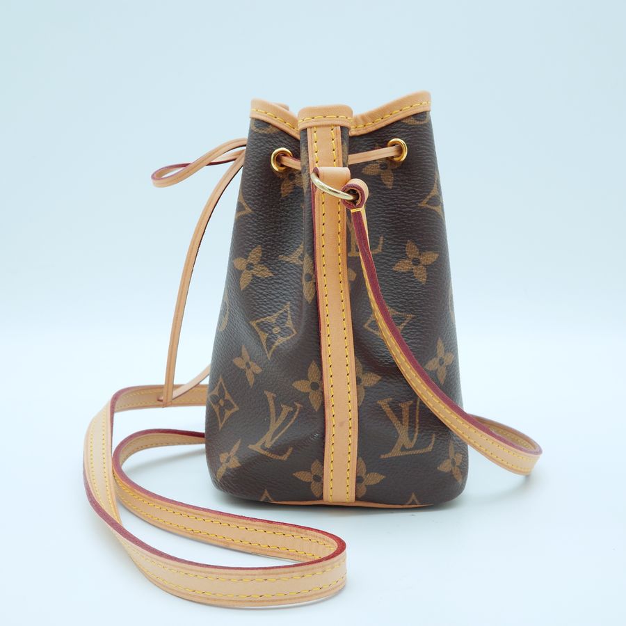 Louis Vuitton 路易威登 經典 Monogram 老花 Nano Noé 皮革飾邊 雙用抽繩水桶包 束口肩背包-1