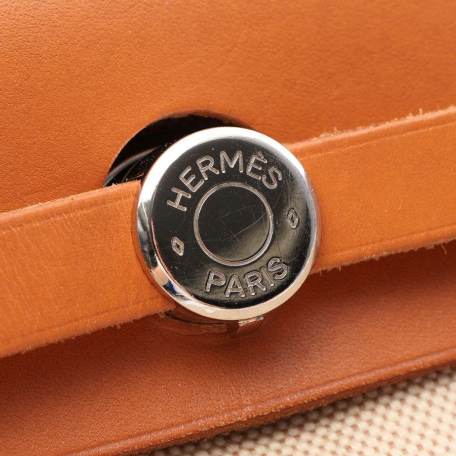 HERMES Ailebag PM 米色 自然色 2WAY 手提包 Vache 皮革 Hunter Vache 皮革 Hunter / Toile H 米色 棕色 二手-7