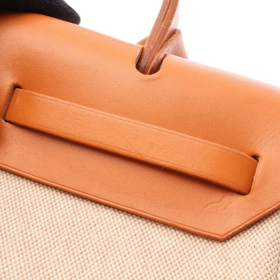 HERMES Ailebag PM 米色 自然色 2WAY 手提包 Vache 皮革 Hunter Vache 皮革 Hunter / Toile H 米色 棕色 二手-9