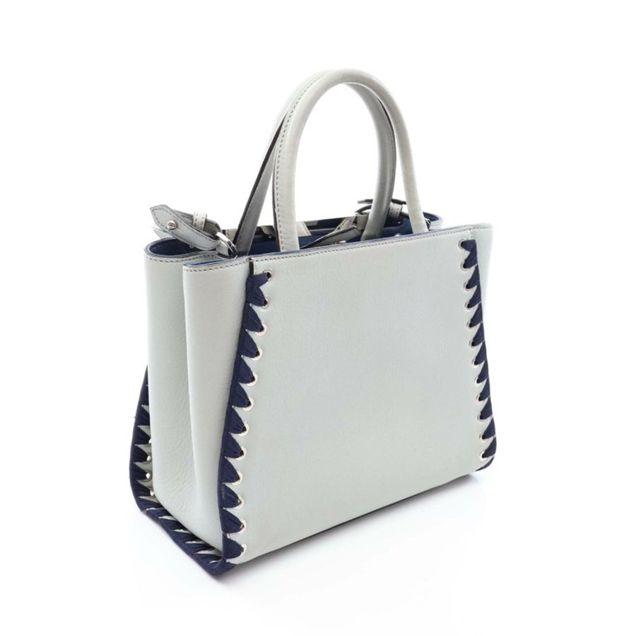 FENDI ETITE 2JOURS 斜挎肩包 8BH258 皮革 灰色 海軍藍 二手-1