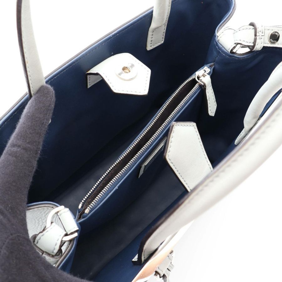 FENDI ETITE 2JOURS 斜挎肩包 8BH258 皮革 灰色 海軍藍 二手-2