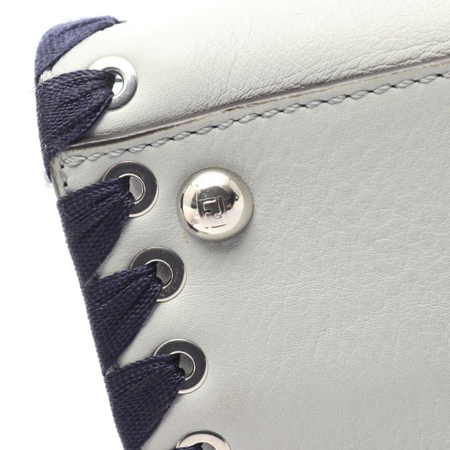 FENDI ETITE 2JOURS 斜挎肩包 8BH258 皮革 灰色 海軍藍 二手-9