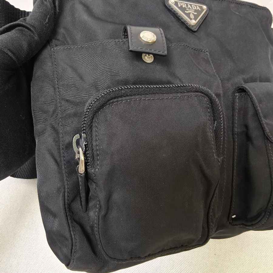 ㊣✨PRADA✨普拉達 黑色 帆布 三角標 口袋 腰包 胸包 肩背包 /二手包/二手精品/保證正品🌳二手樹屋🌳-11