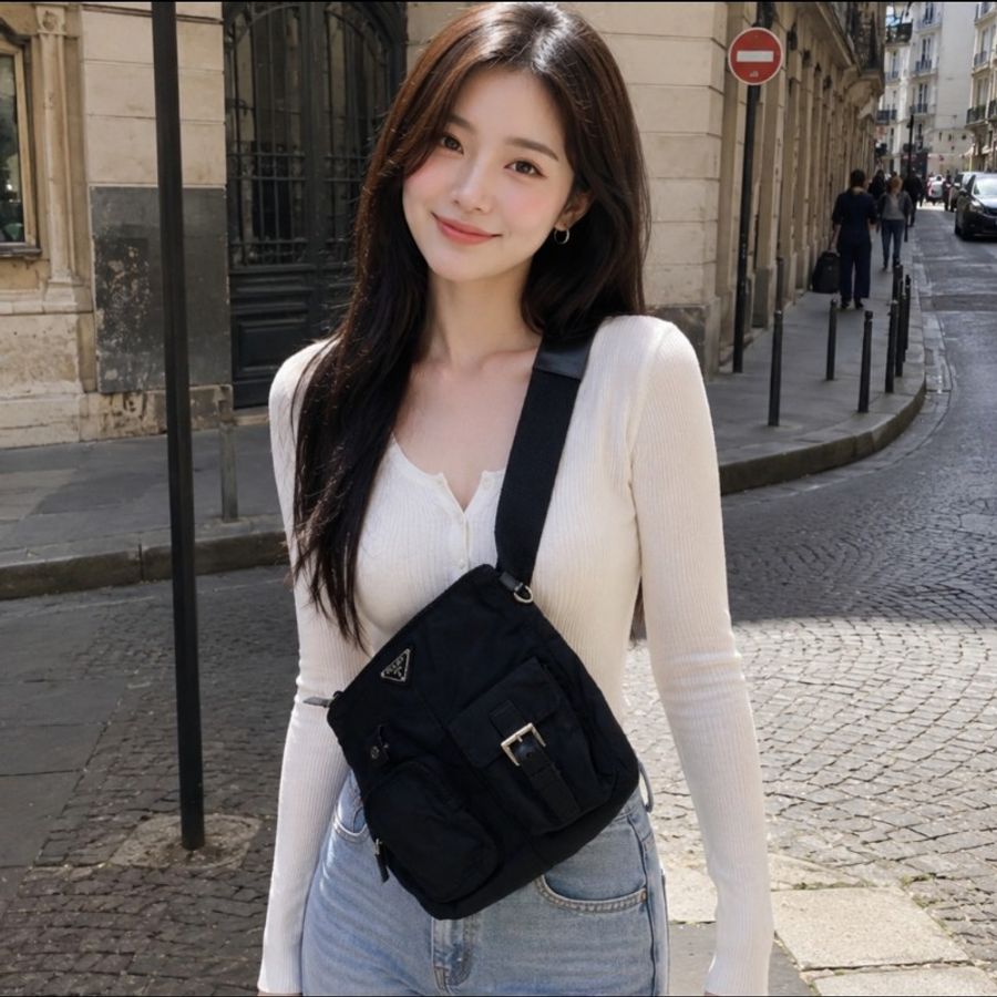 ㊣✨PRADA✨普拉達 黑色 帆布 三角標 口袋 腰包 胸包 肩背包 /二手包/二手精品/保證正品🌳二手樹屋🌳-46