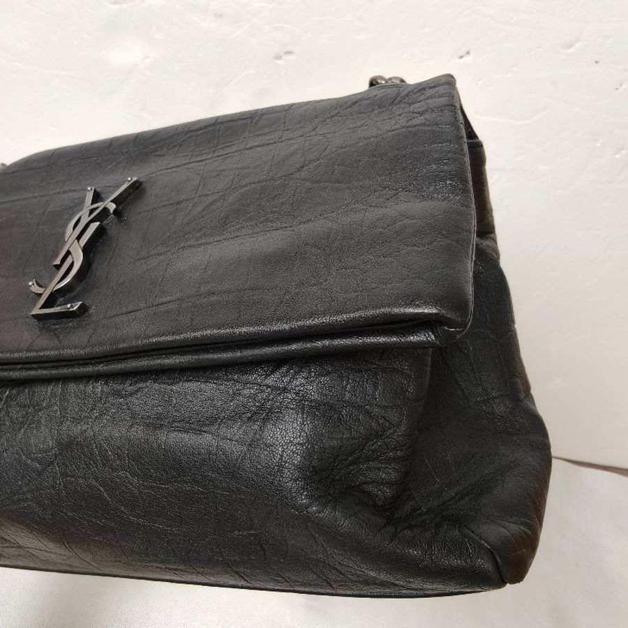 ㊣✨YSL✨SAINT LAURENT 聖羅蘭 West Hollywood 黑色 牛皮 鱷魚壓紋 仿舊銀 鏈條 肩背包 斜背包/二手精品/二手包🌳二手樹屋🌳-16