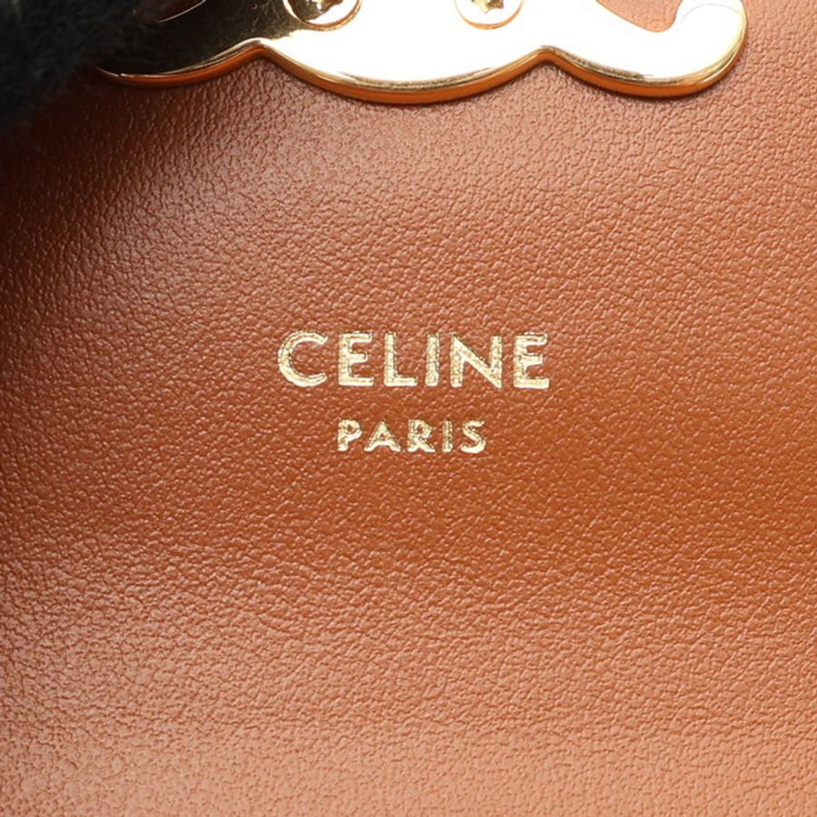 CELINE 賽琳 Triomphe Compact 三折短夾 白色帆布 棕色牛皮 10D782CQH 01TA-5