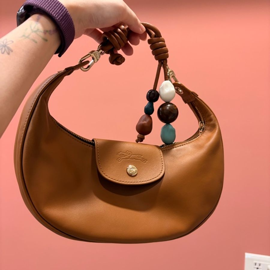 Longchamp Le Pliage Xtra 半月包採用腰果棕色皮革-5