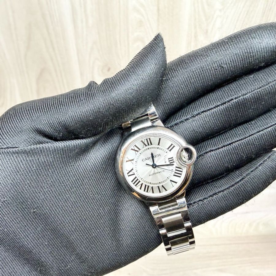 Cartier 質感女必備✨ballon bleu白錶盤藍氣球機械腕錶33mm/W6920071-6
