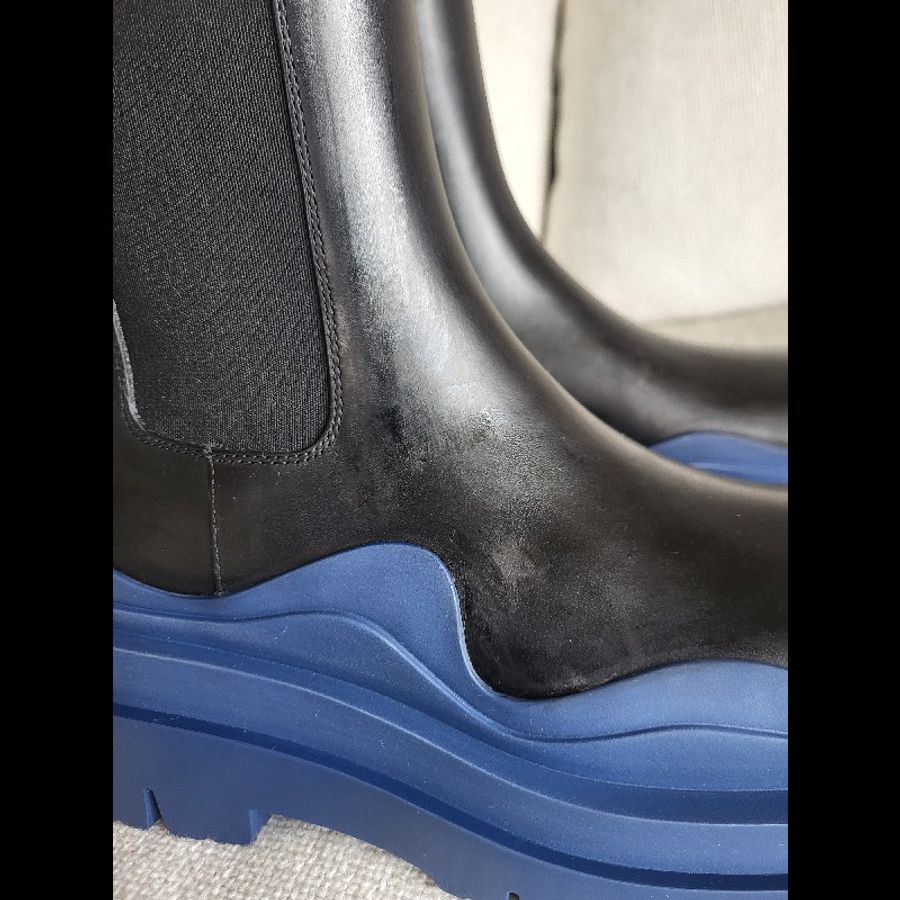 9新 未使用品 Bottega Veneta Tire 黑/藍色皮靴 37碼-8