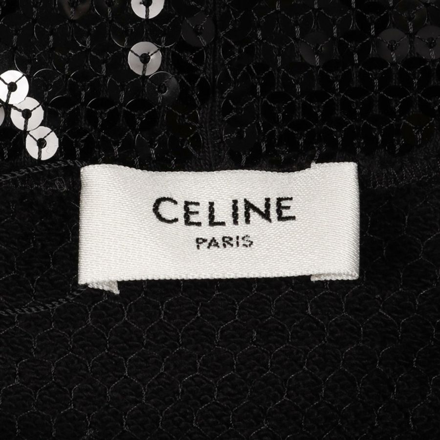 CELINE 亮片 Logo 連帽衫,純棉材質,黑白配色,男士 #S-2