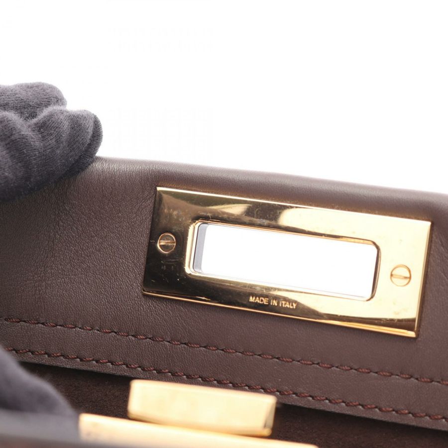 FENDI Peekaboo 常規款手提包 8BN290 皮革 棕色 二手 女士-8