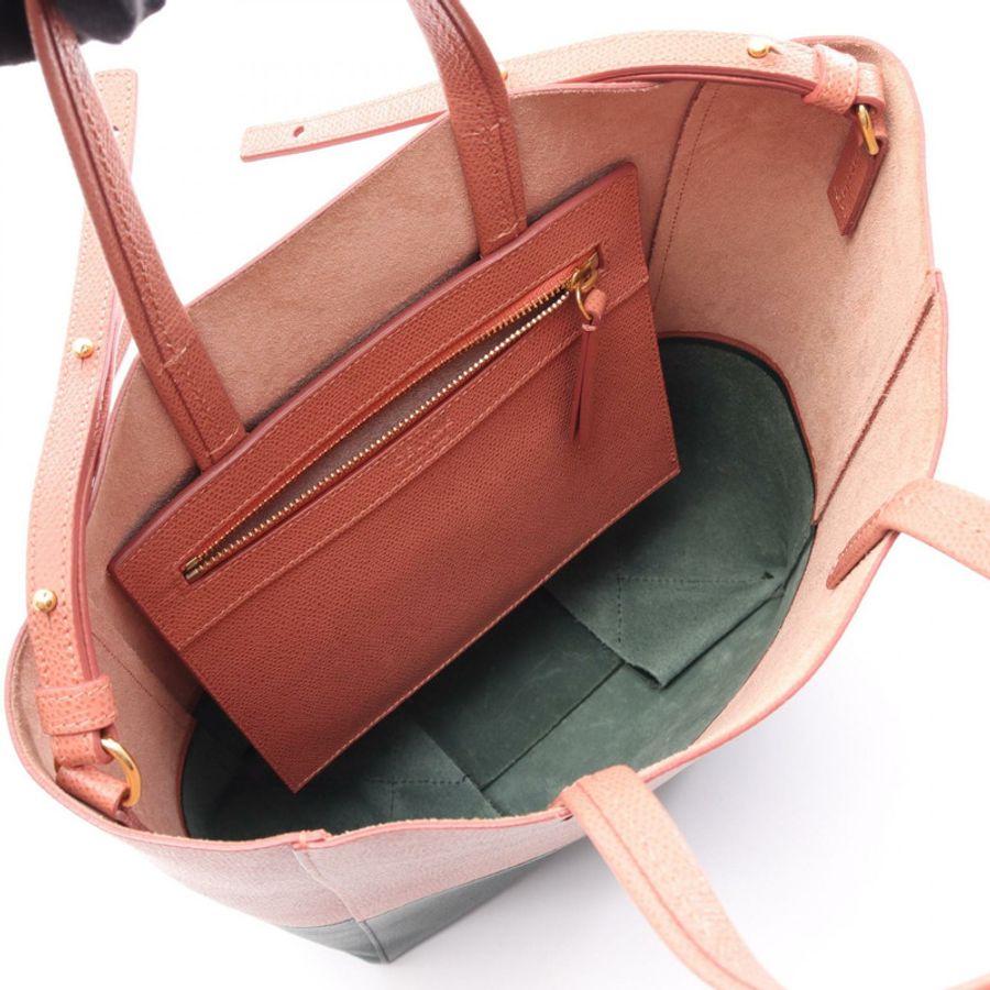 CELINE Vertical 小號 Cabas 2WAY 手提包 189813 皮革 粉紅色 綠色 二手 女士-2