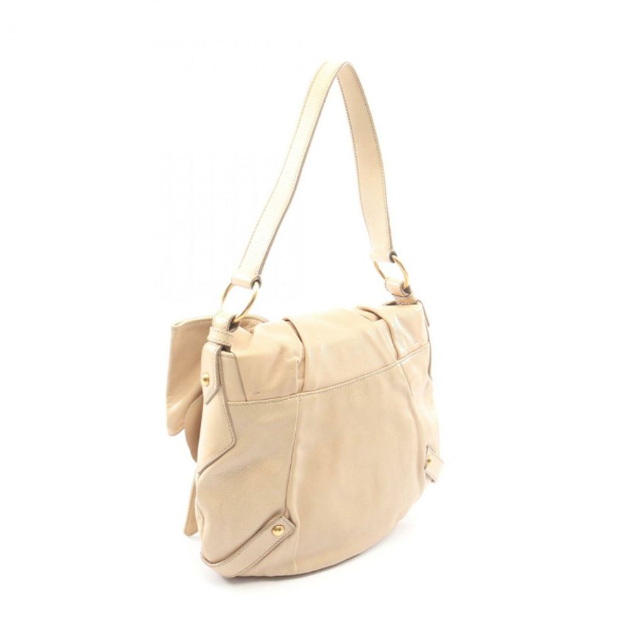 Yves Saint Laurent rive gauche Sac Bow Ribbon Shoulder Bag leather Beige Used Women-1