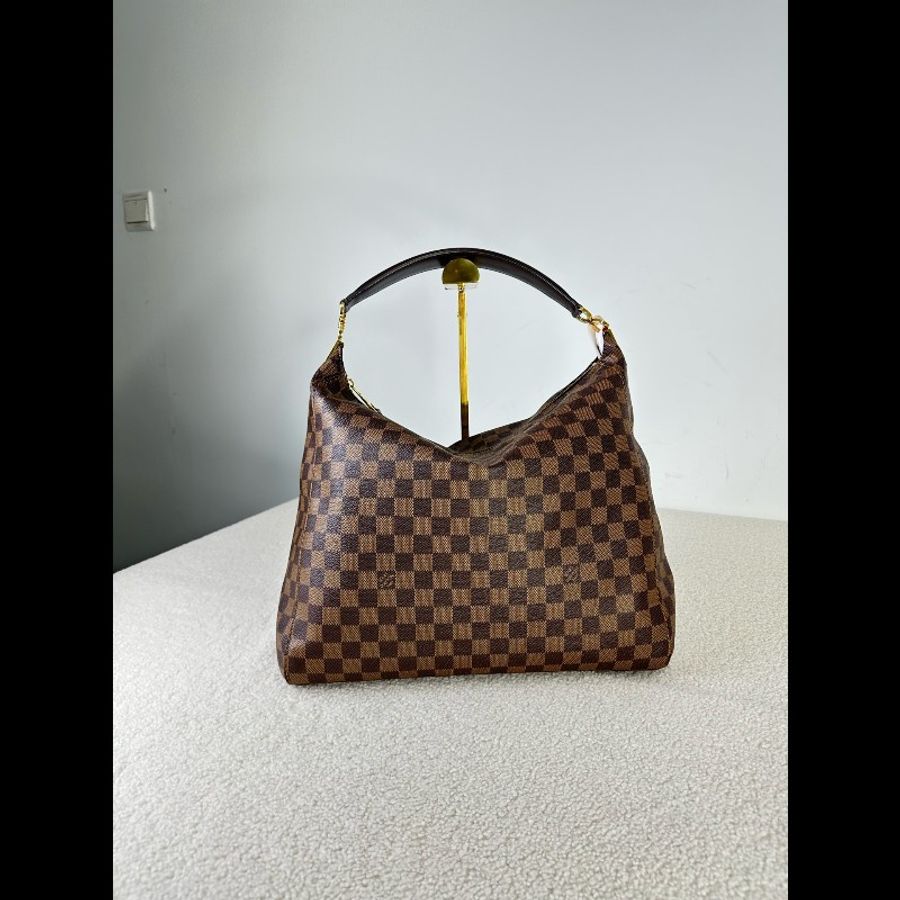 LV portobello hobo棋盤格腋下包 棕棋盤 金扣-1
