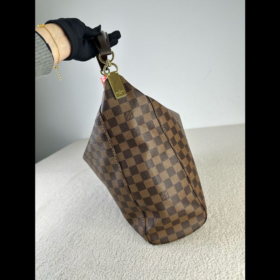 LV portobello hobo棋盤格腋下包 棕棋盤 金扣-4