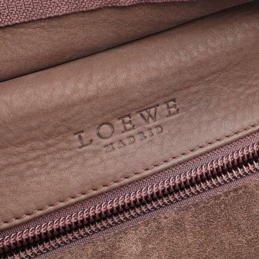 LOEWE Americana 28 手袋 棕色麂皮 二手 女士-3