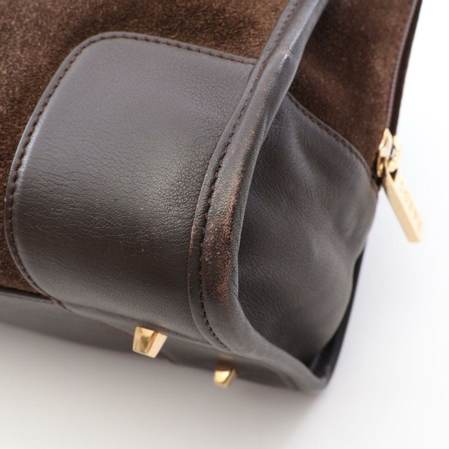 LOEWE Americana 28 手袋 棕色麂皮 二手 女士-5