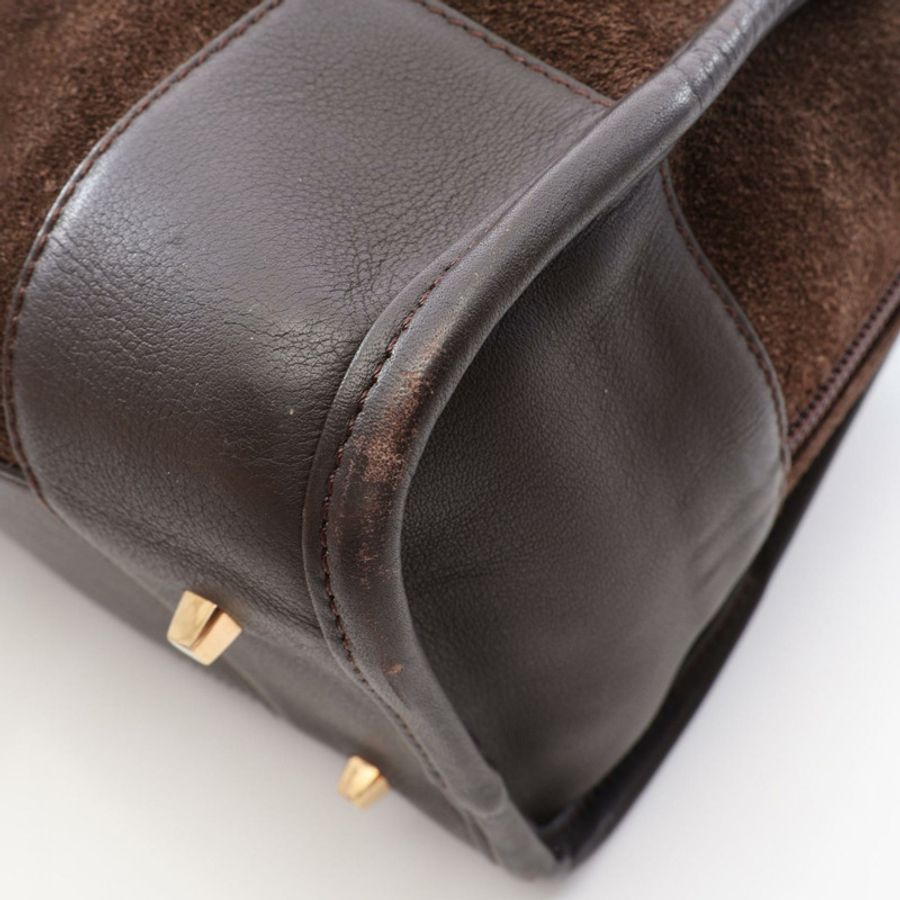 LOEWE Americana 28 手袋 棕色麂皮 二手 女士-7