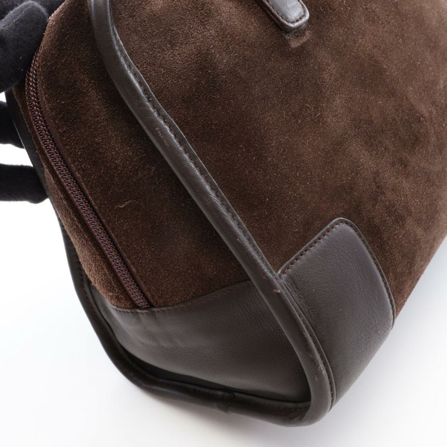 LOEWE Americana 28 手袋 棕色麂皮 二手 女士-8