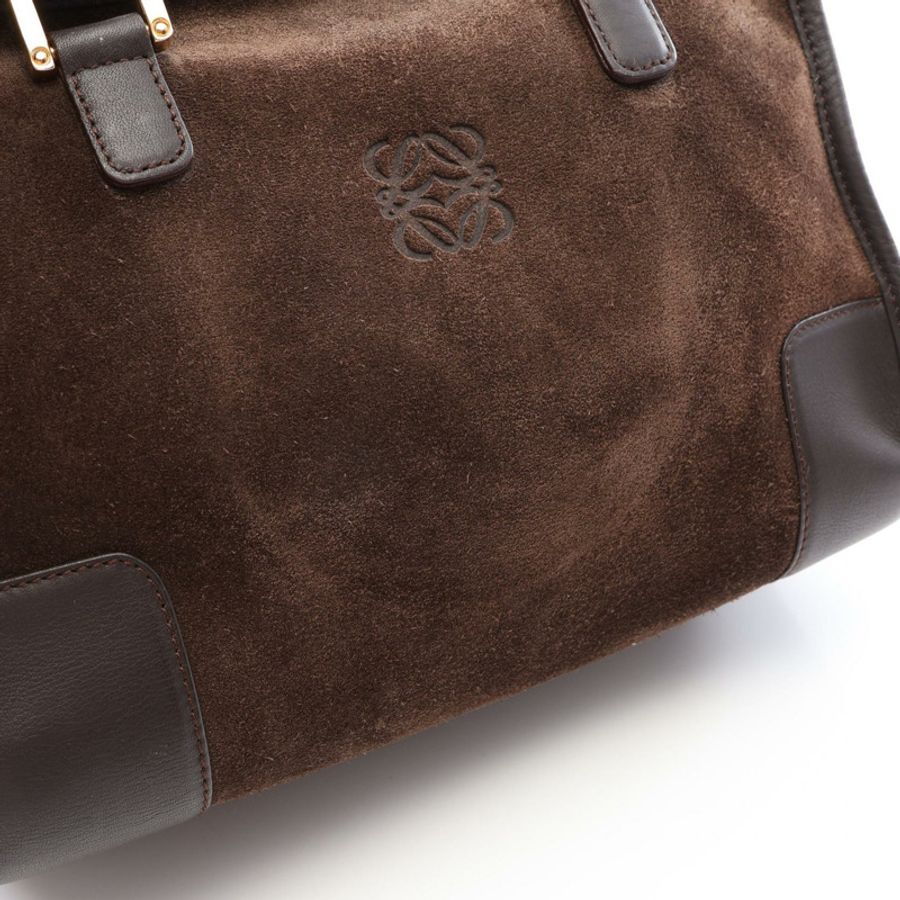 LOEWE Americana 28 手袋 棕色麂皮 二手 女士-12
