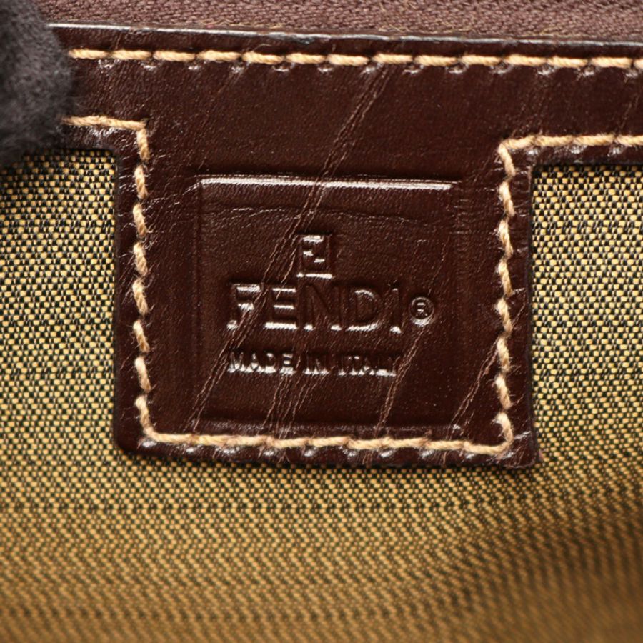 FENDI Zucca 手提包 帆布皮革 棕色 黑色 二手 女士-3