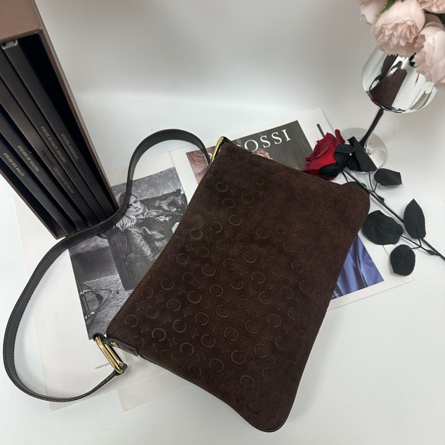 【赫蒂國際精品】 Celine 褐色絨面皮 單肩包 vintage-0