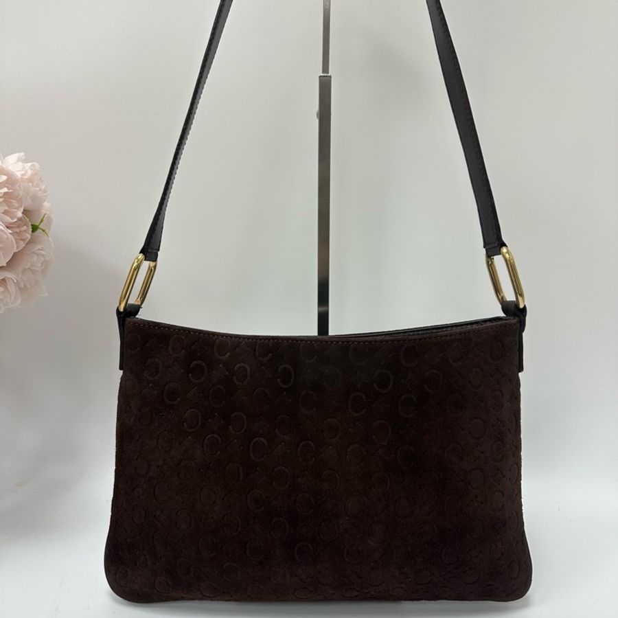 【赫蒂國際精品】 Celine 褐色絨面皮 單肩包 vintage-5