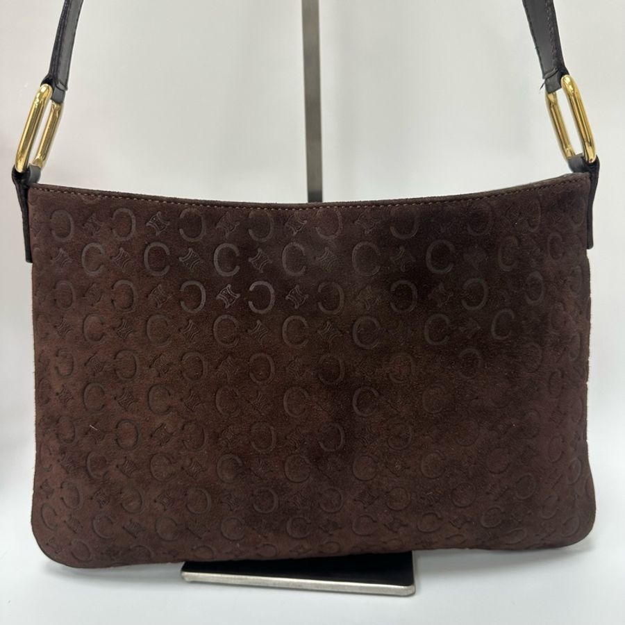 【赫蒂國際精品】 Celine 褐色絨面皮 單肩包 vintage-6