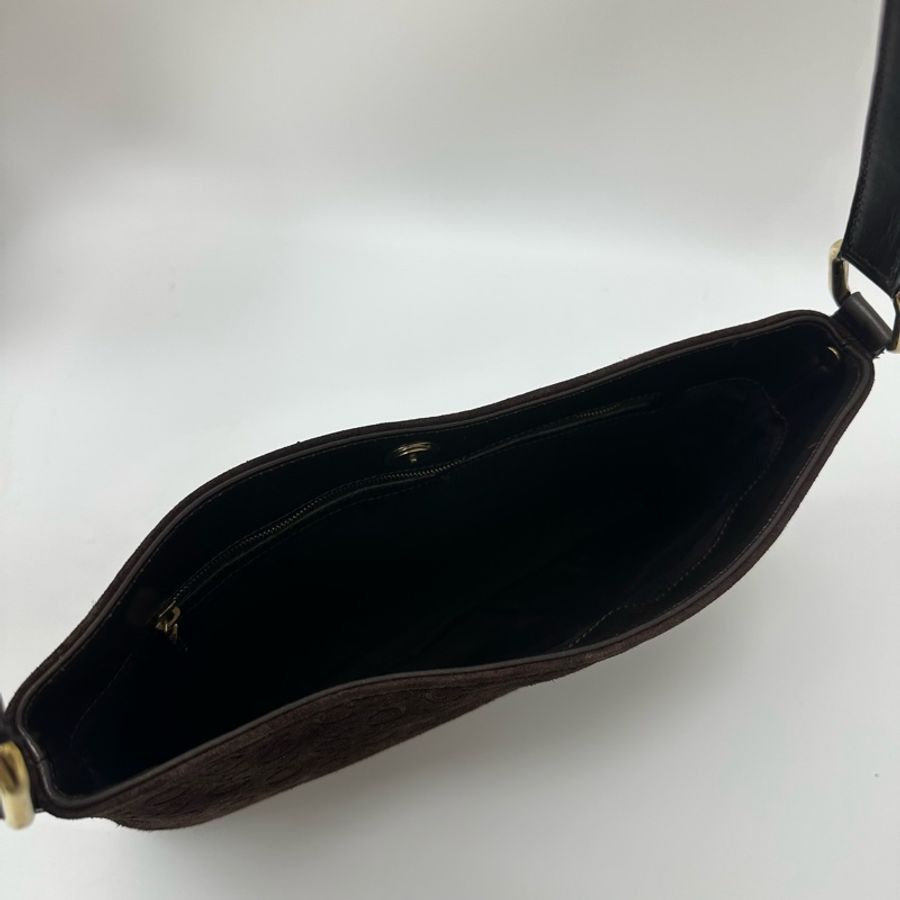 【赫蒂國際精品】 Celine 褐色絨面皮 單肩包 vintage-8