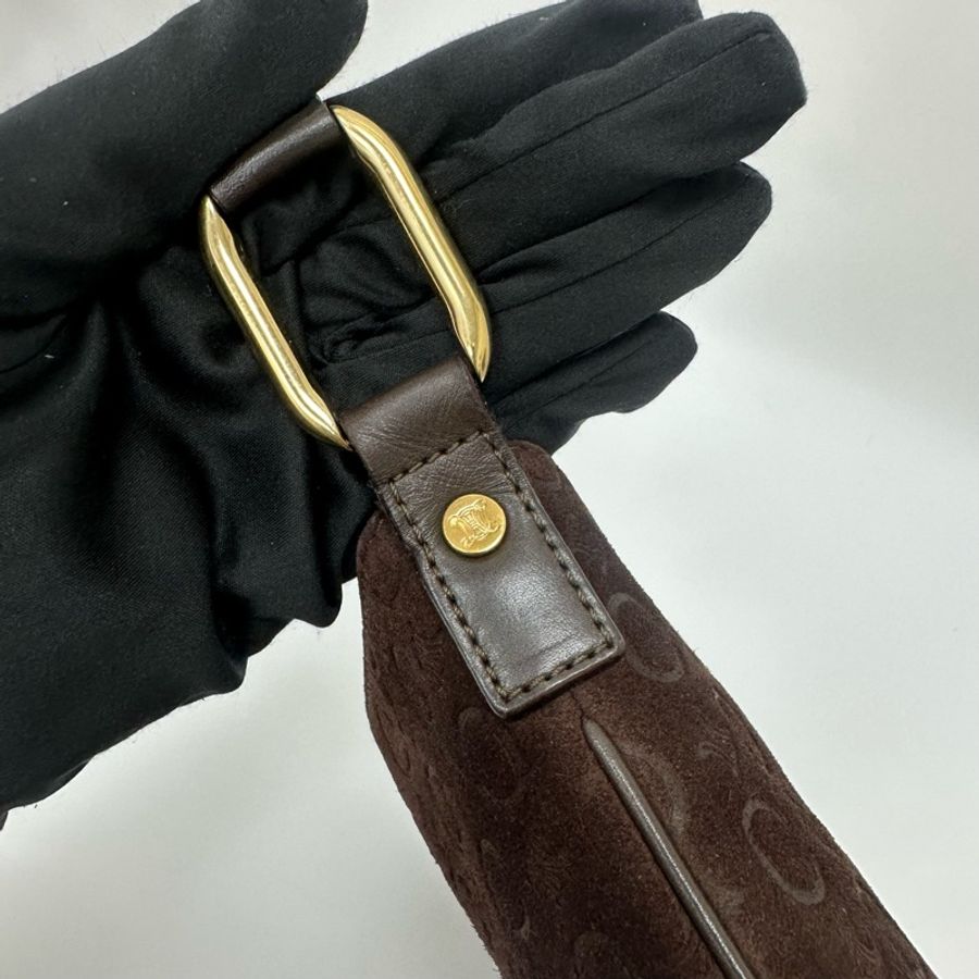 【赫蒂國際精品】 Celine 褐色絨面皮 單肩包 vintage-10