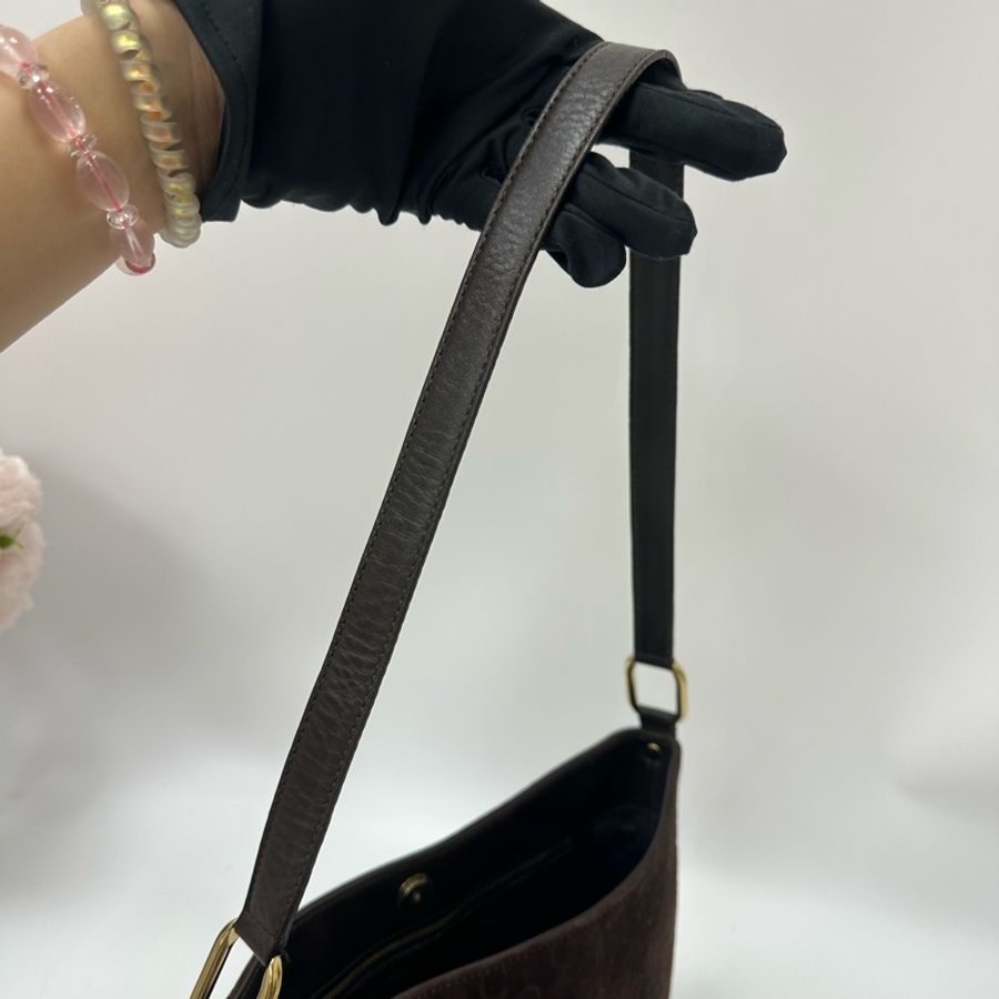 【赫蒂國際精品】 Celine 褐色絨面皮 單肩包 vintage-12