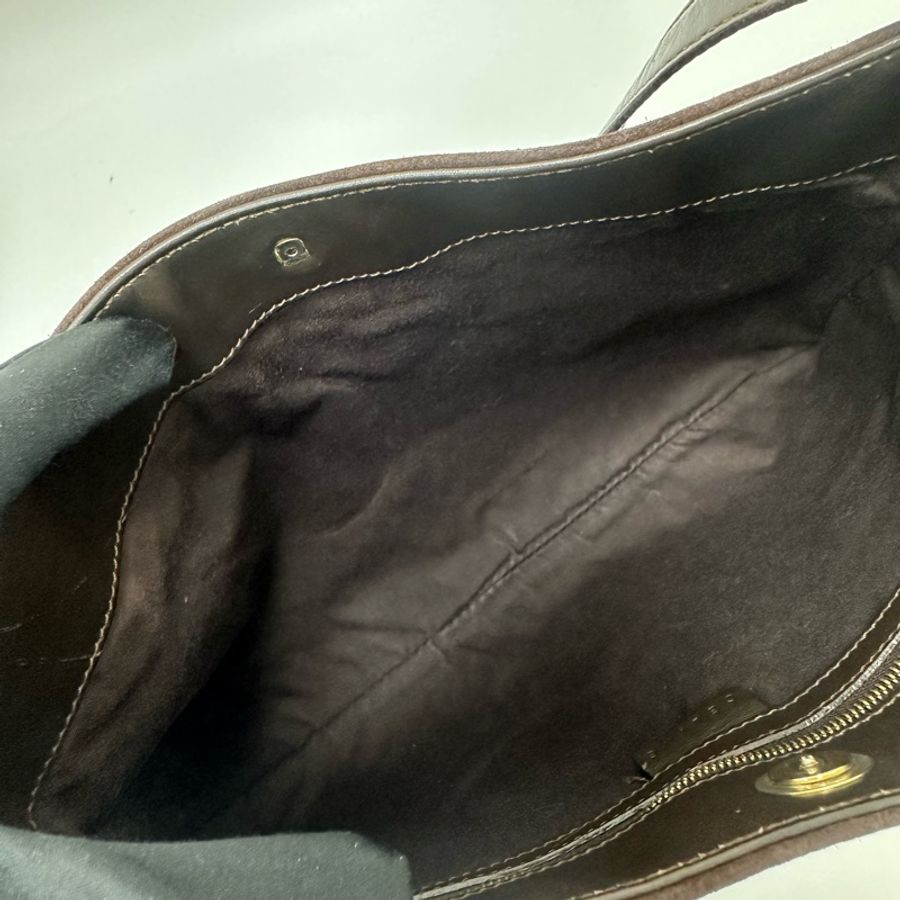【赫蒂國際精品】 Celine 褐色絨面皮 單肩包 vintage-23